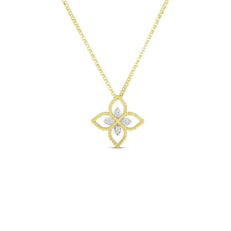 Roberto Coin Damen-Anhänger 7772717AJ17X mit Blume und Diamant (Rundschliff) im Angebot