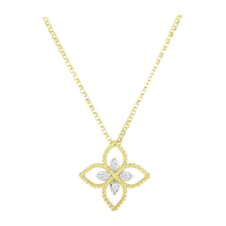 Roberto Coin Damen-Anhänger 7772717AJ17X mit Blume und Diamant im Angebot