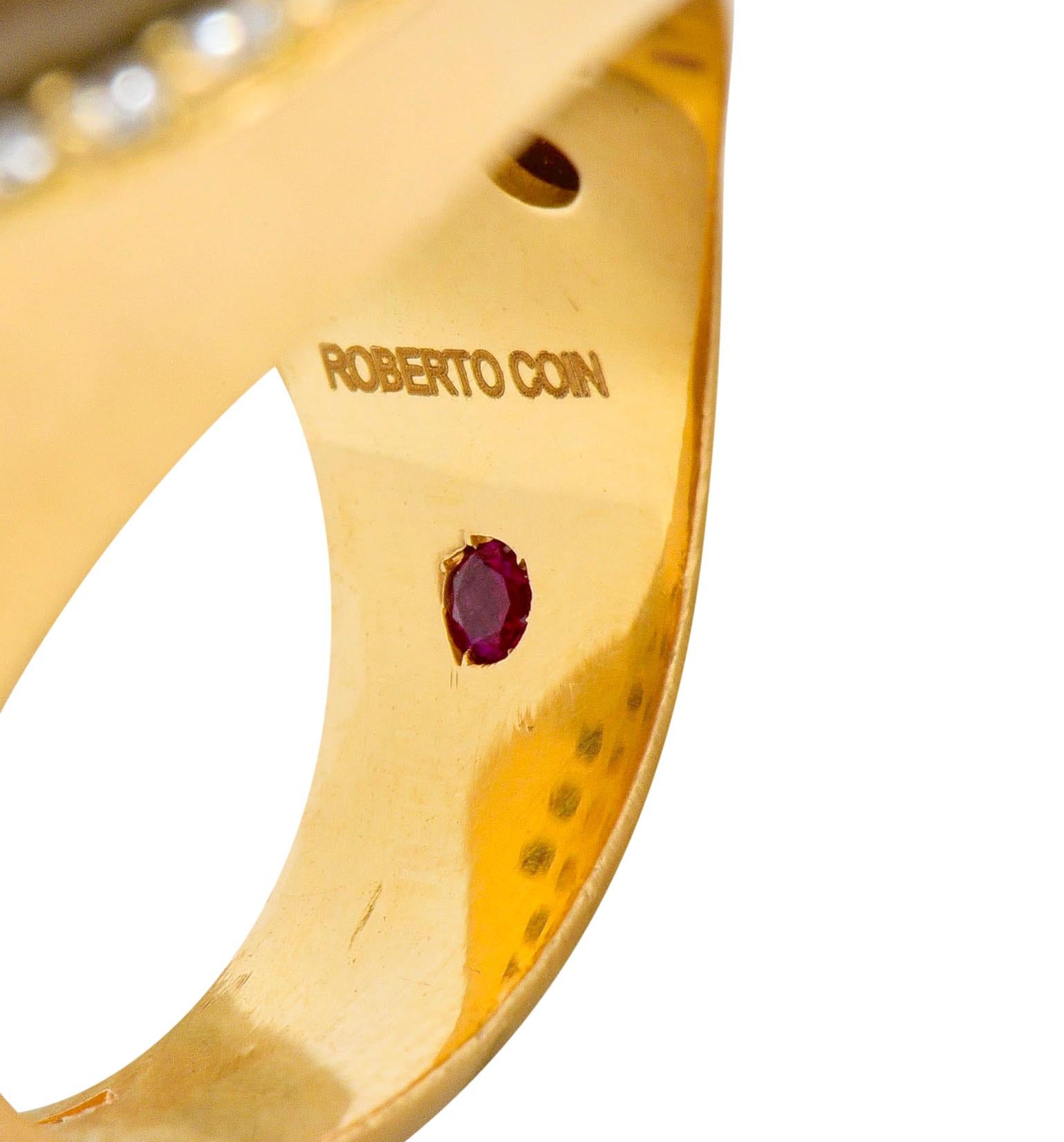 Roberto Coin Smoky Quartz Cabochon 1.45 Carat Diamond Halo Gemstone Ring In Excellent Condition In Philadelphia, PA