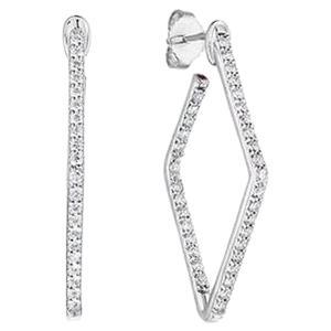 Roberto Coin Square Diamond Hoop Earring 111456AWERX0 For Sale