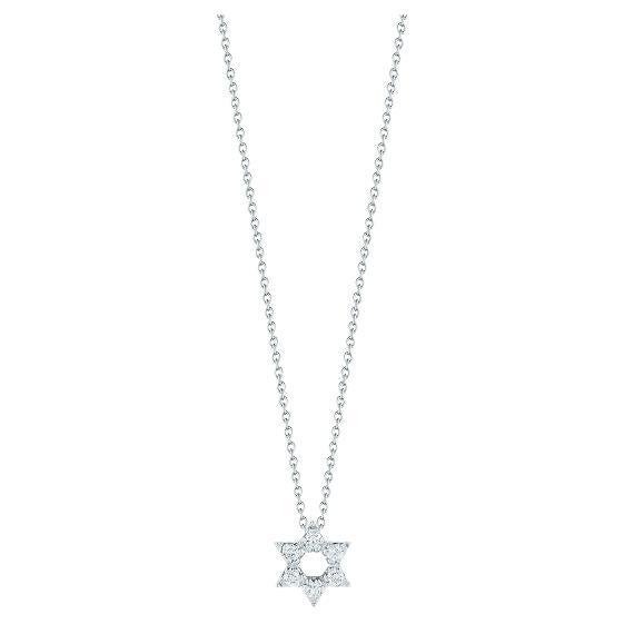 18k White Gold Tiny Treasure Diamond Star of David Necklace 
Diamonds 0.09 total carat weight 
Chain 18