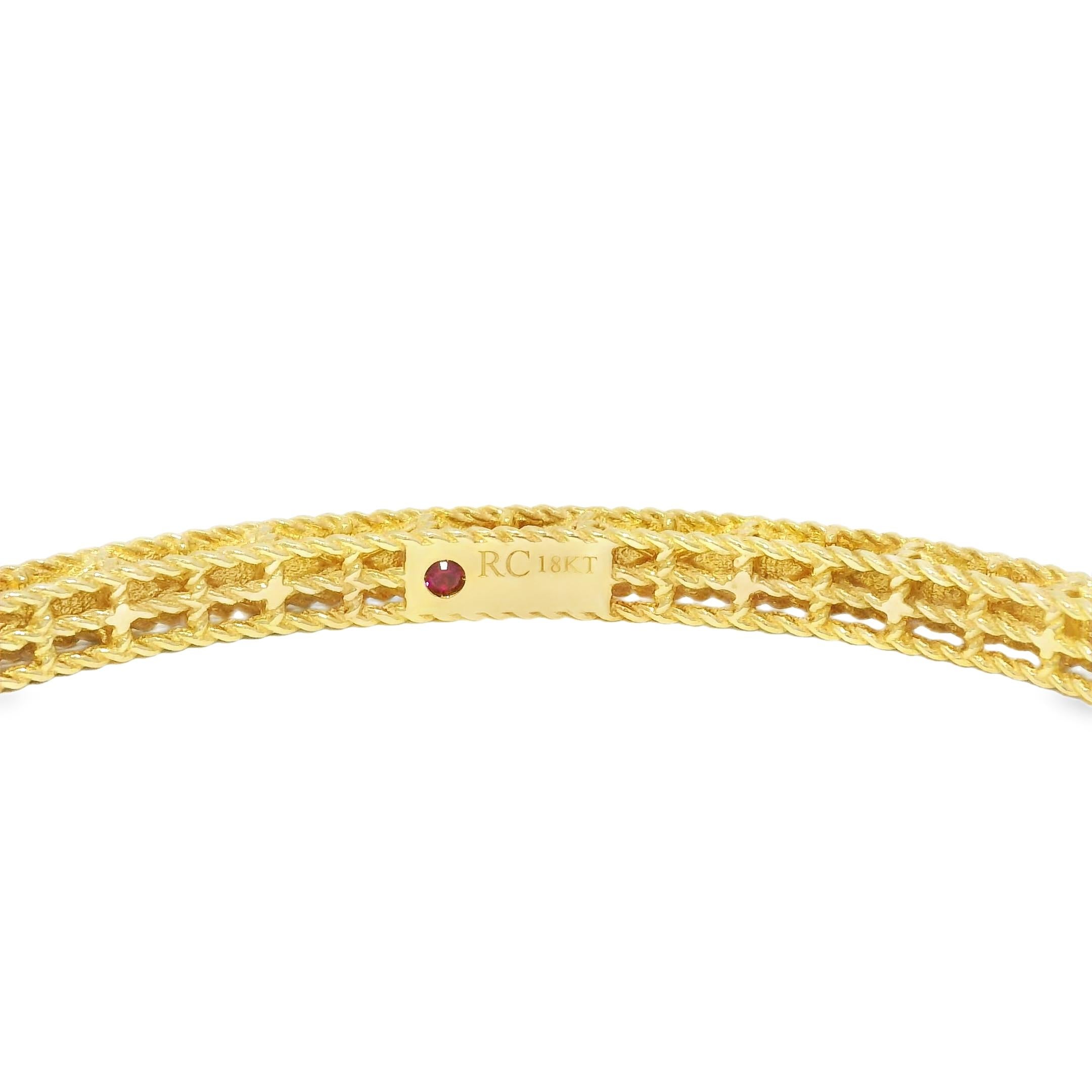Round Cut Roberto Coin Symphony Princess Diamond 18-Karat Hinged Bracelet In Stock For Sale