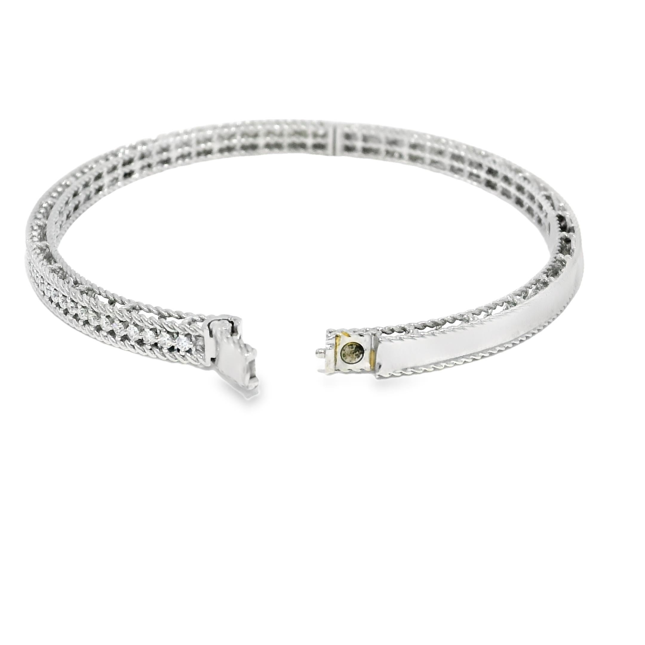 Round Cut Roberto Coin Symphony Princess Diamond 18-Karat Hinged Bracelet In Stock For Sale