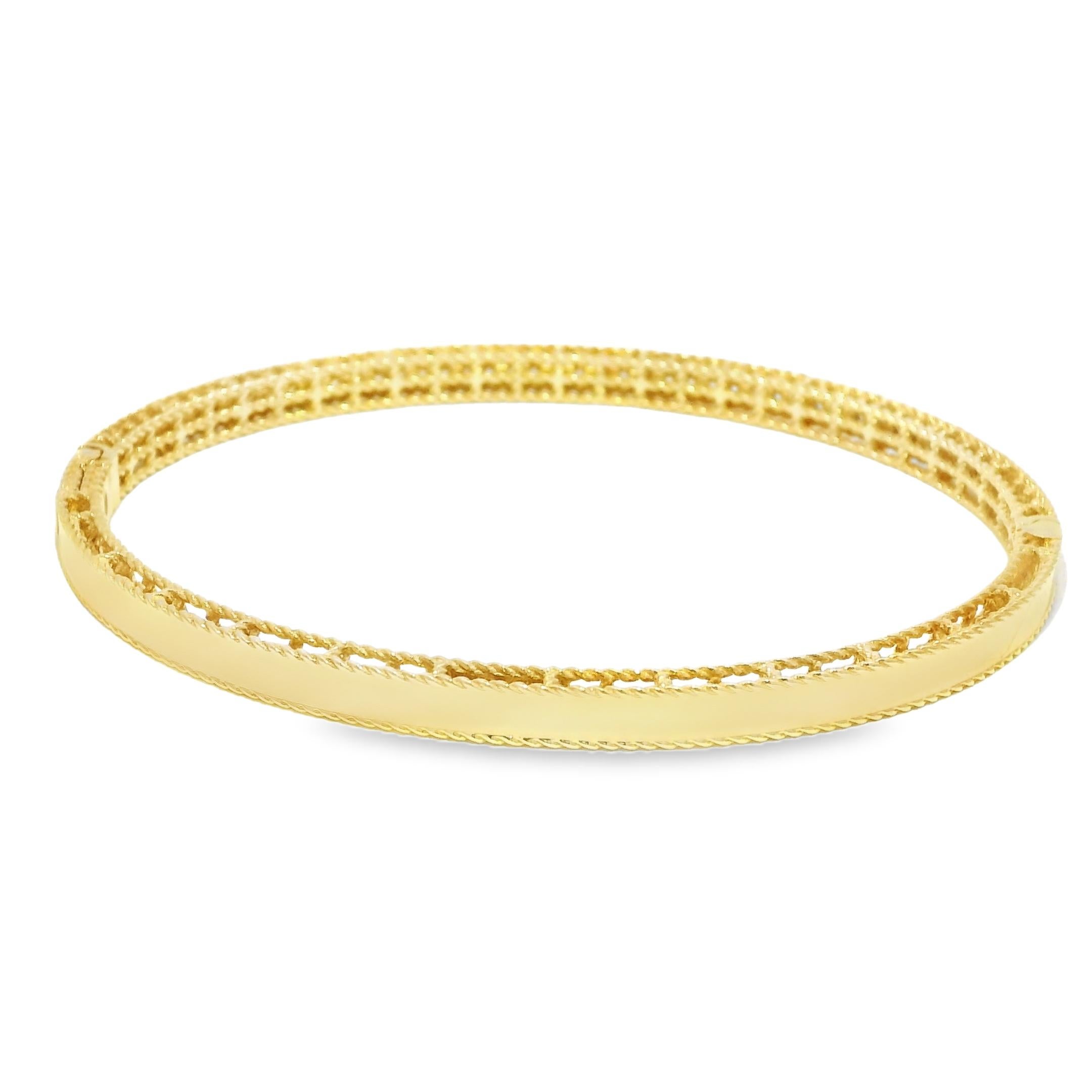 Women's Roberto Coin Symphony Princess Diamond 18-Karat Hinged Bracelet In Stock For Sale