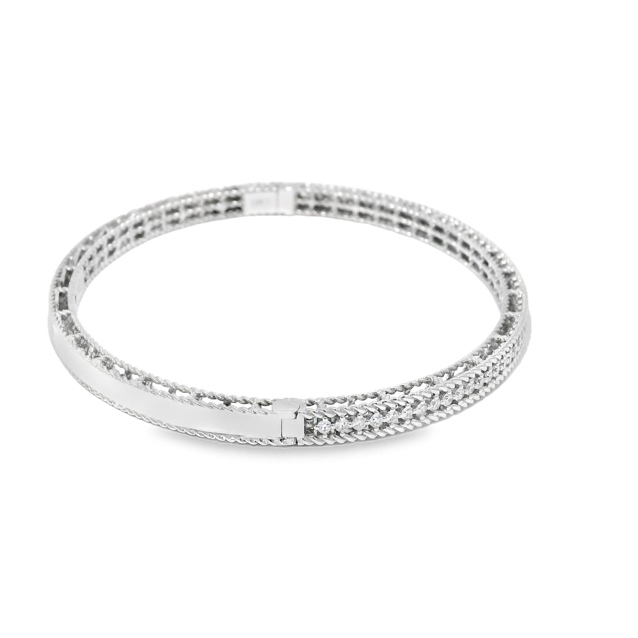 Women's Roberto Coin Symphony Princess Diamond 18-Karat Hinged Bracelet In Stock For Sale