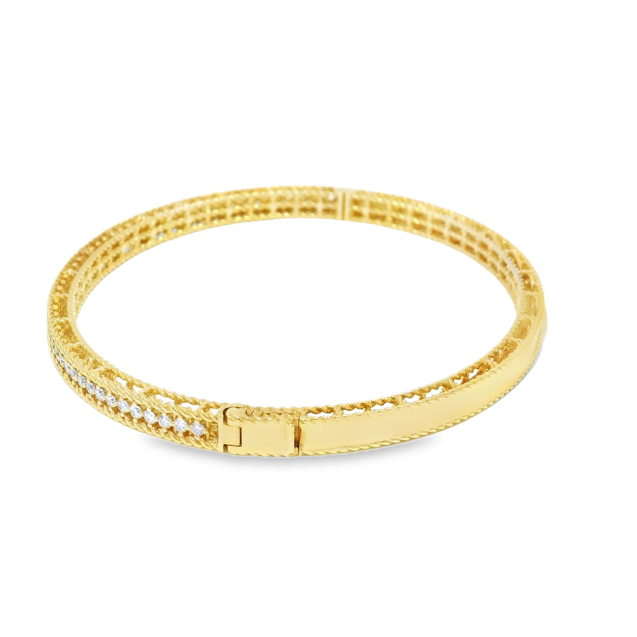 Roberto Coin Symphony Princess Diamond 18-Karat Hinged Bracelet In Stock For Sale 1