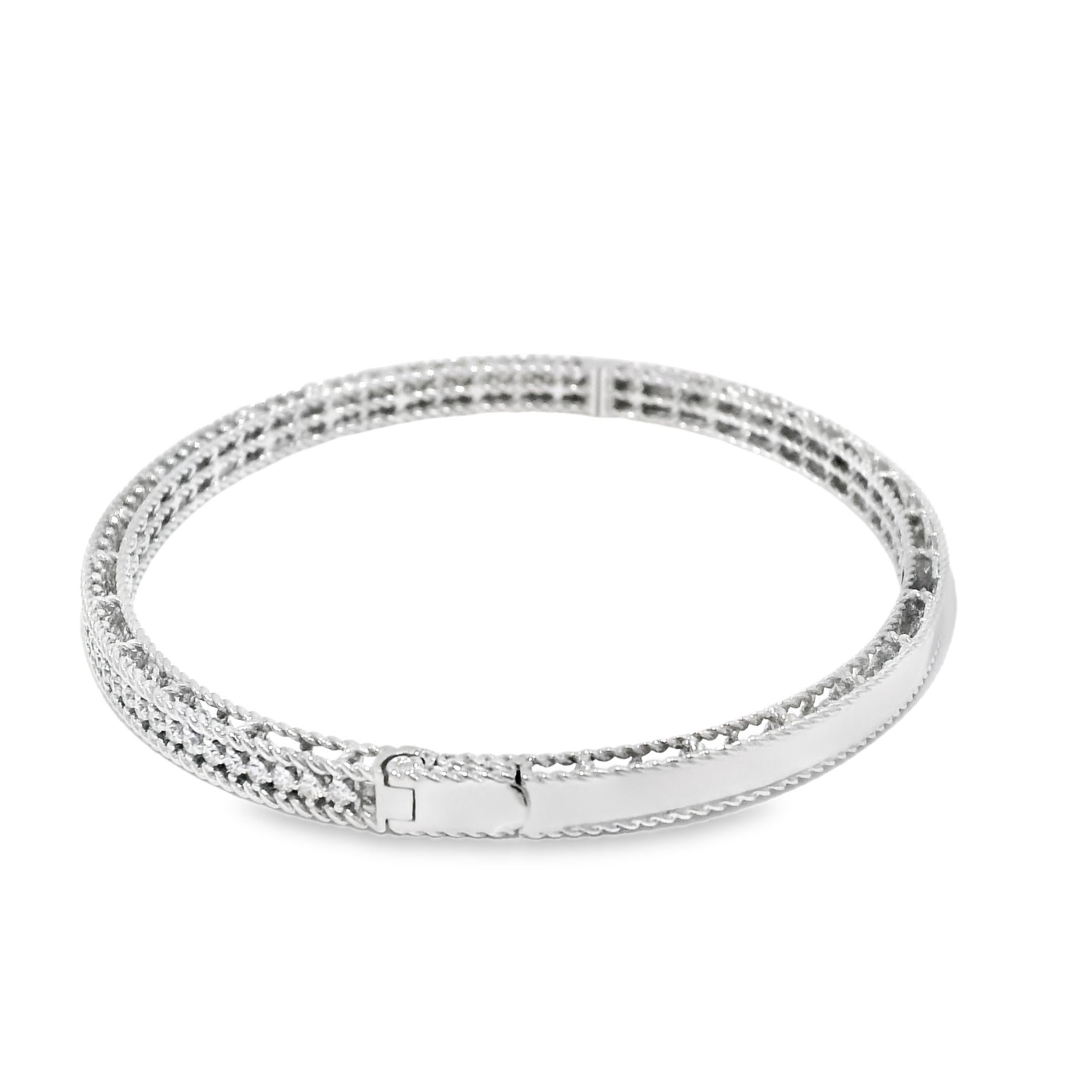Roberto Coin Symphony Princess Diamond 18-Karat Hinged Bracelet In Stock For Sale 2