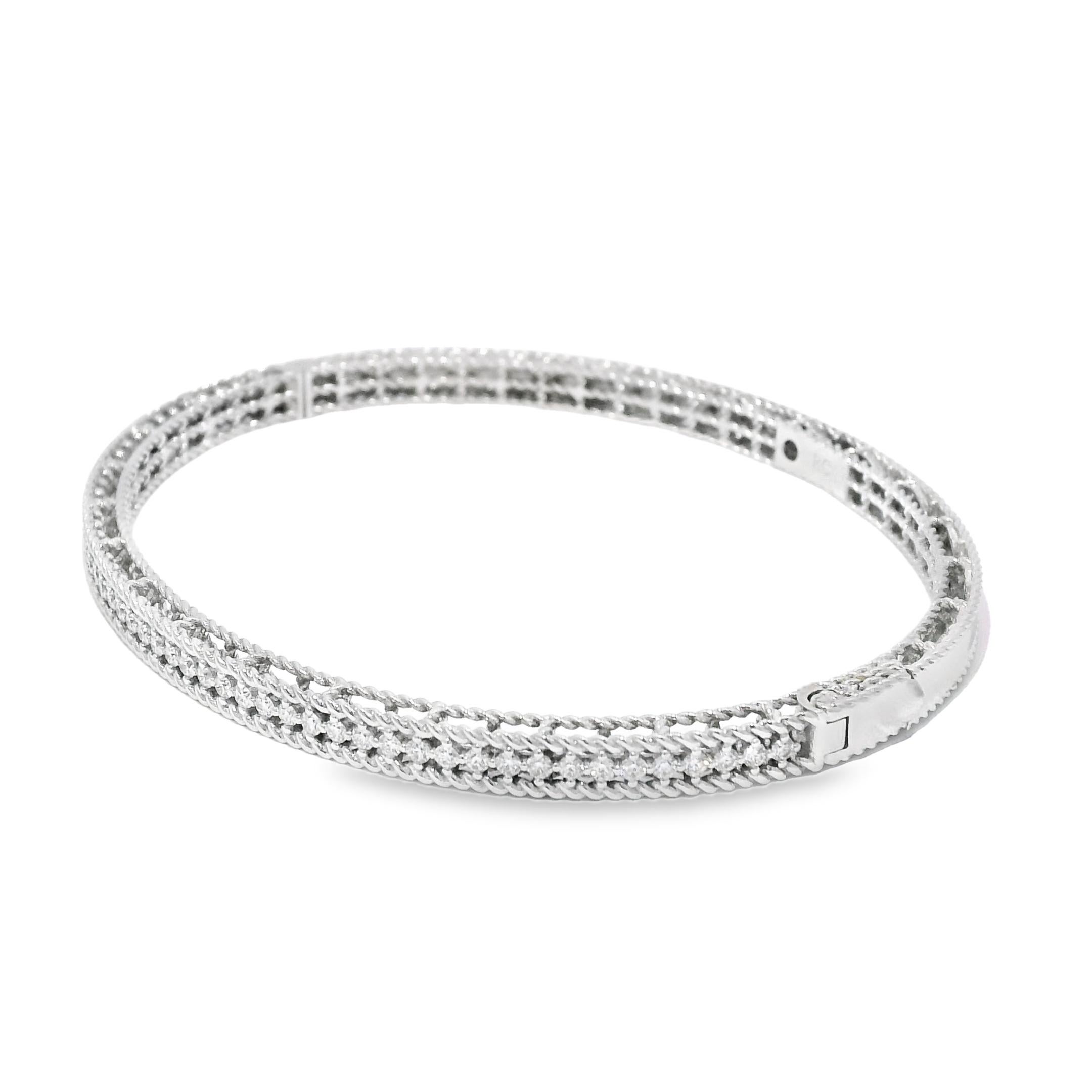 Roberto Coin Symphony Princess Diamond 18-Karat Hinged Bracelet In Stock For Sale 3