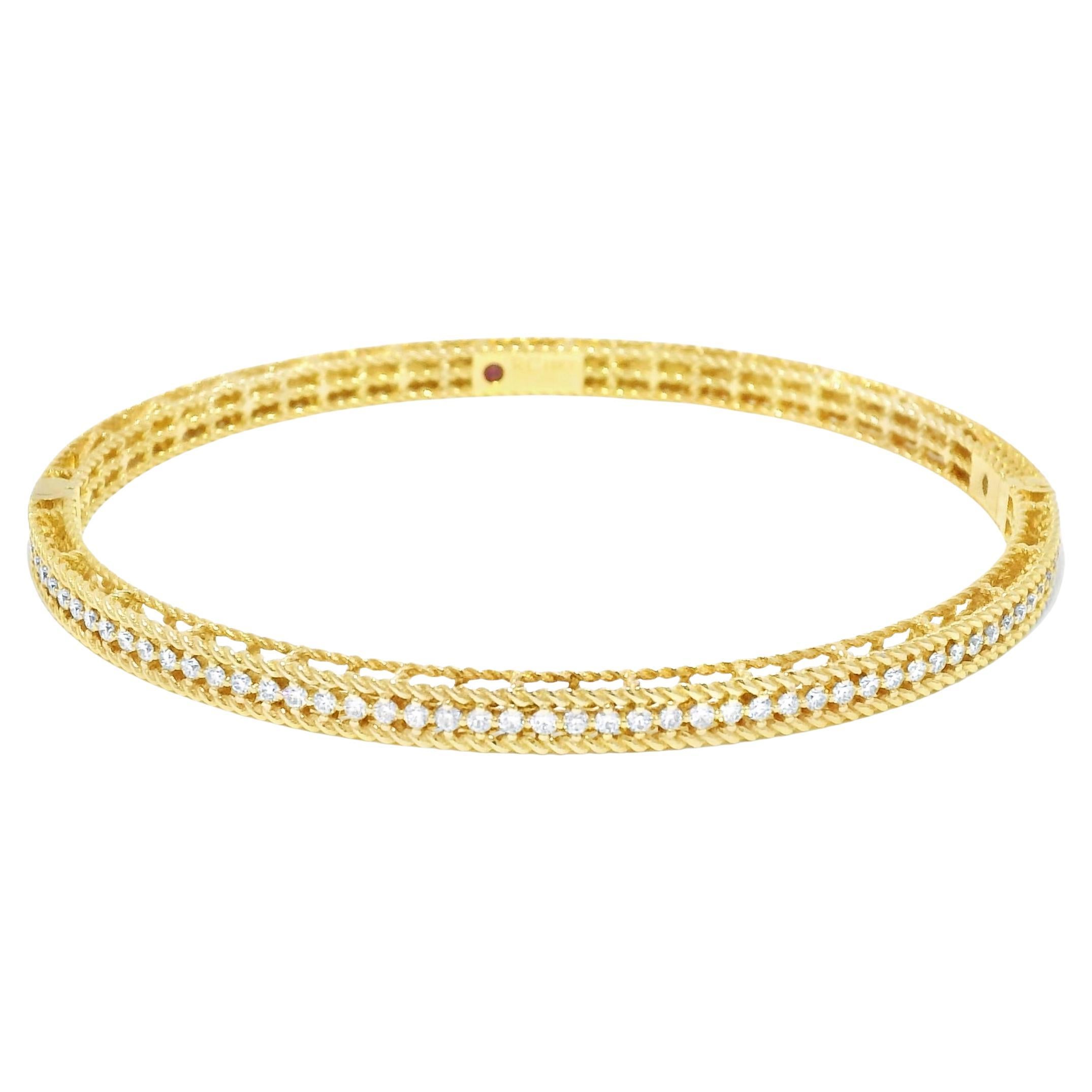 Roberto Coin Symphony Princess Diamond 18-Karat Hinged Bracelet In Stock