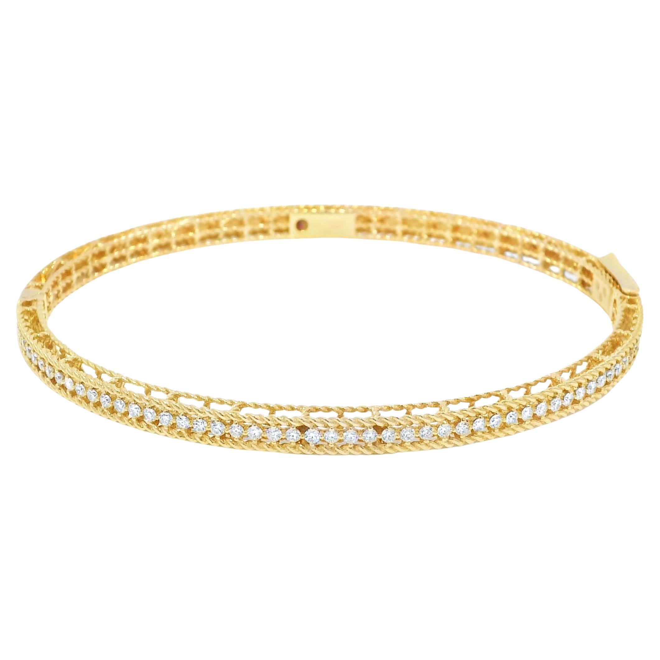 Roberto Coin Symphony Princess Diamond 18-Karat Hinged Bracelet In Stock