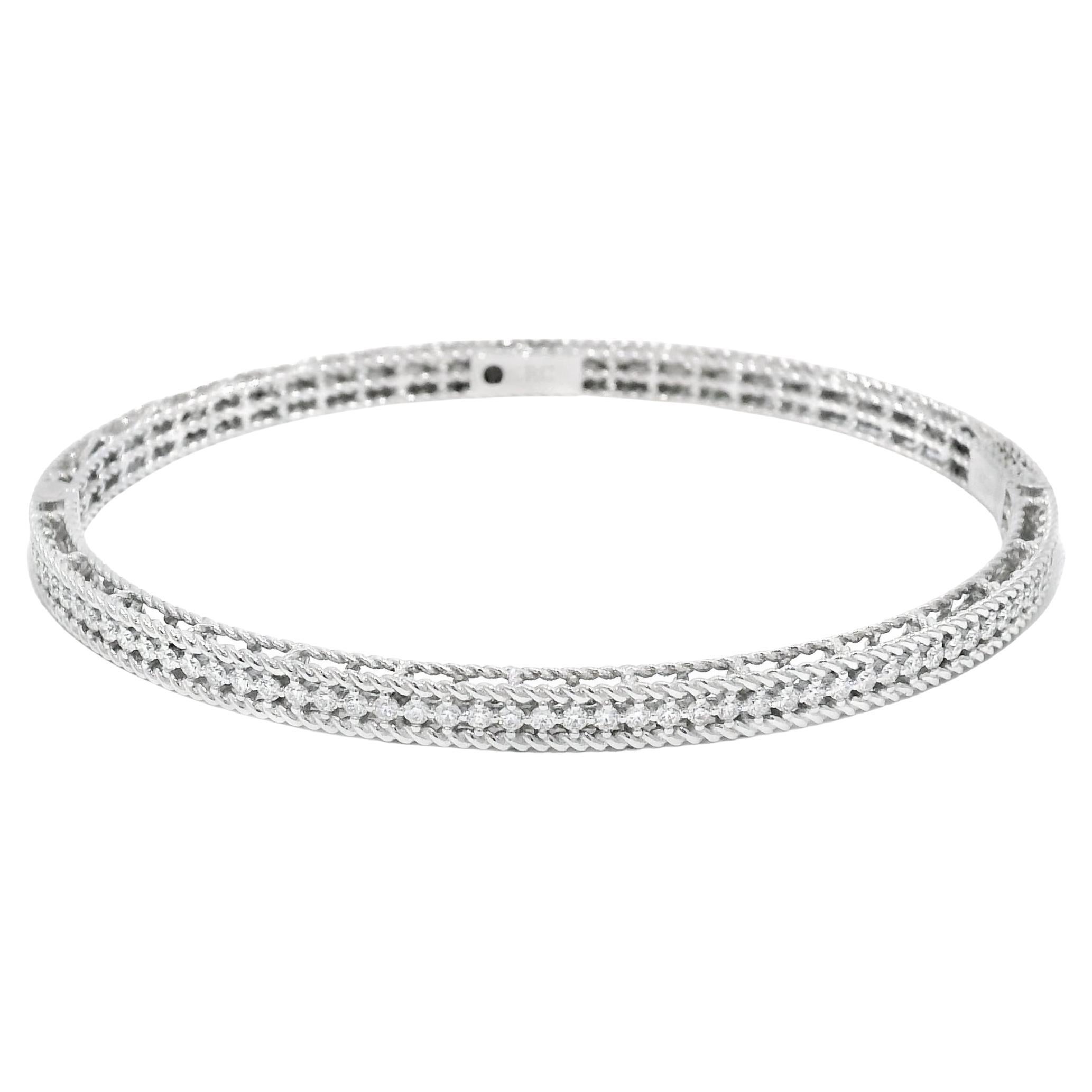 Roberto Coin Symphony Princess Diamond 18-Karat Hinged Bracelet In Stock
