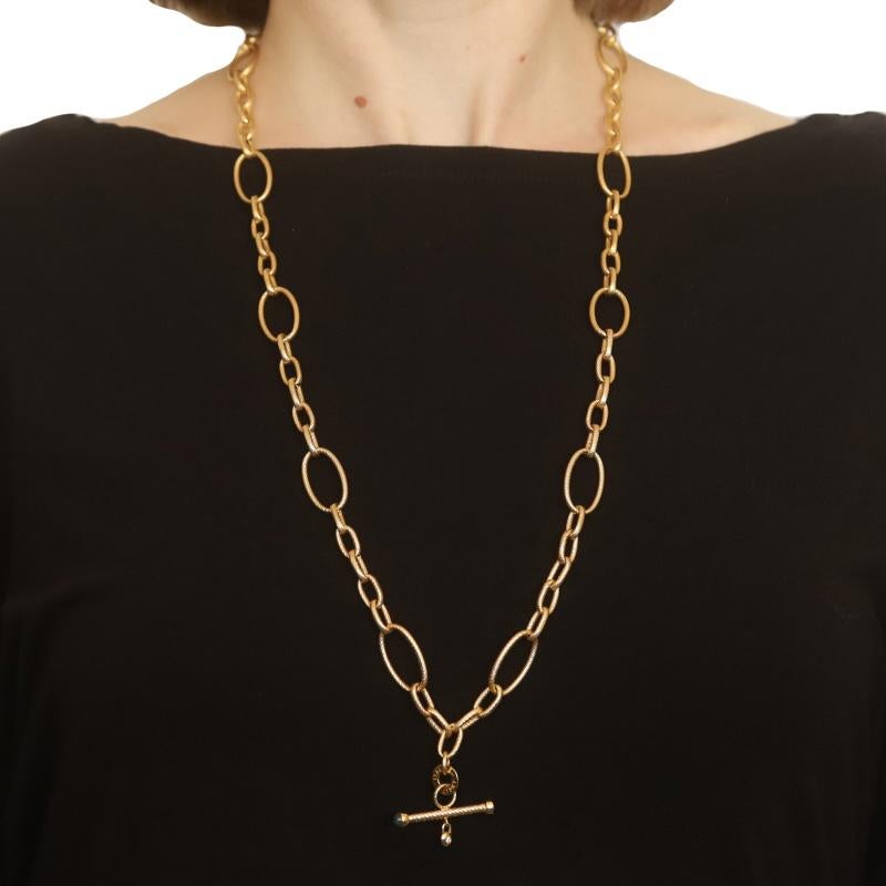 Women's Roberto Coin Textured Oval Toggle Sapphire Dia Necklace 28 1/2