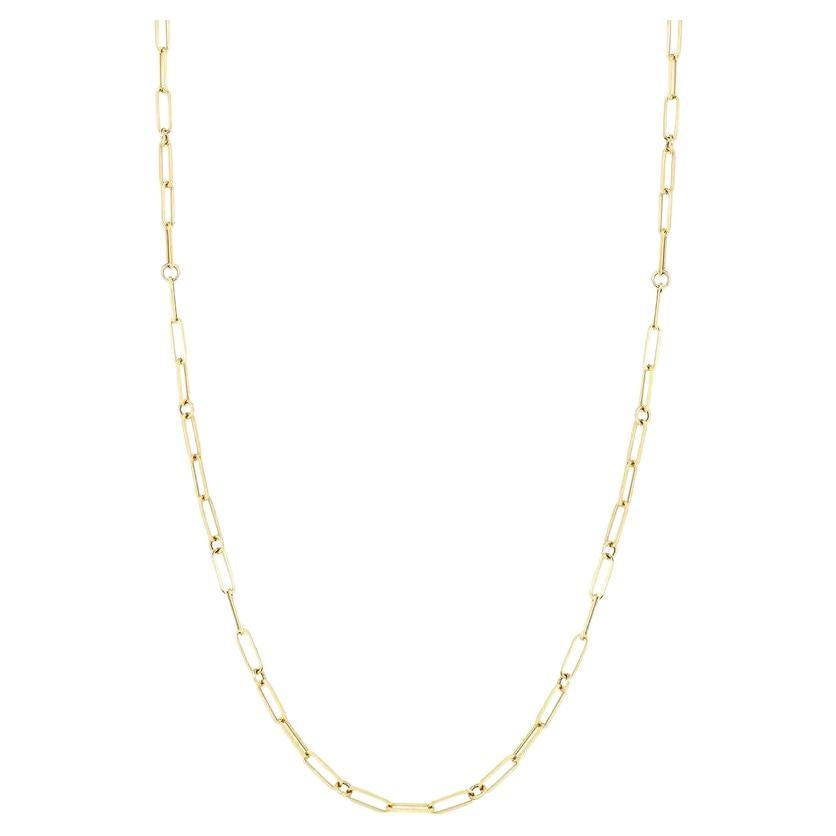 Roberto Coin Thin Paper Clip Link Necklace 18 Karat Yellow Gold 5310167AY170 For Sale