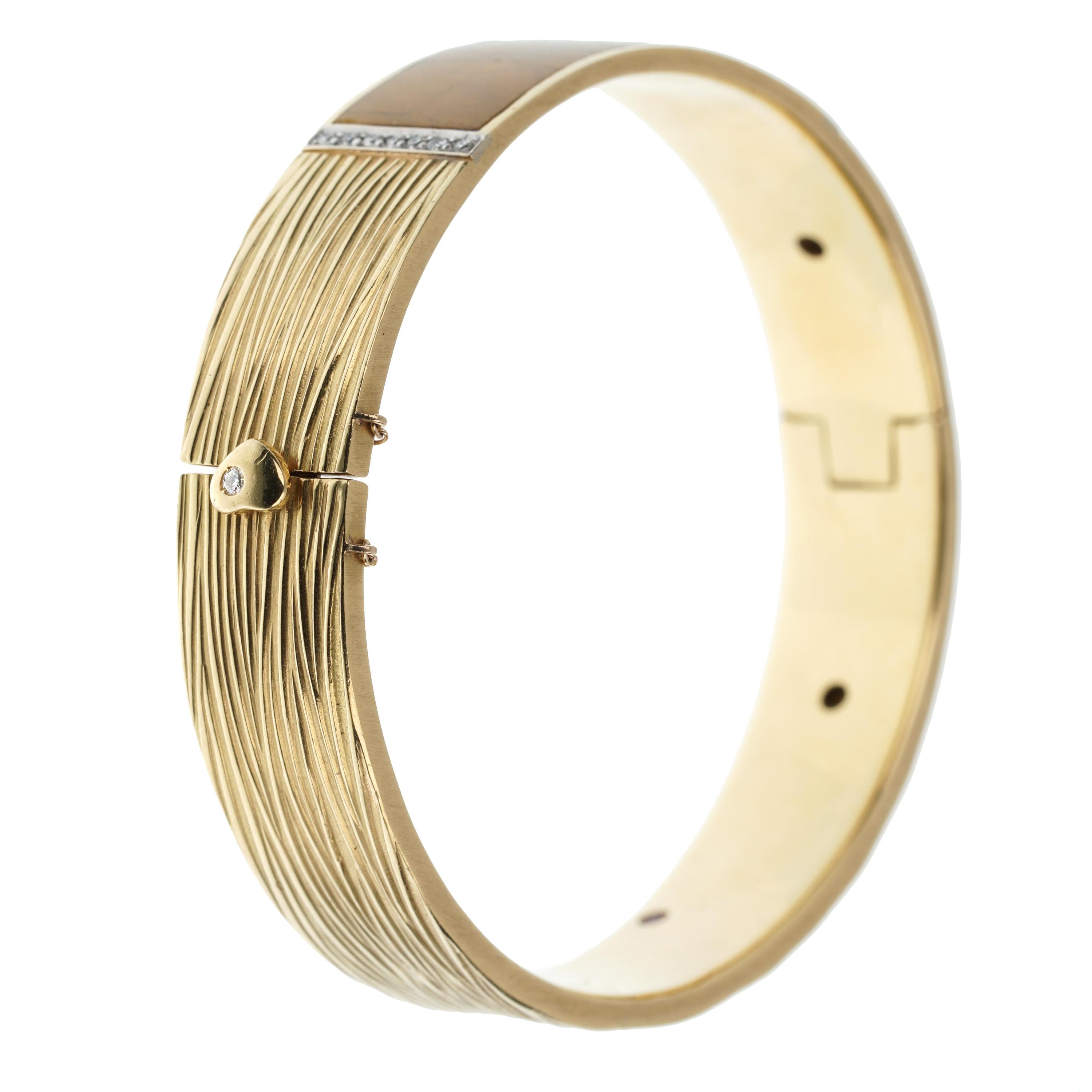 Roberto Coin Pulsera brazalete vintage ojo de tigre con diamantes Corte redondo en venta