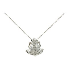 Roberto Coin Tiny Treasure Diamond 18 Karat White Gold Frog Pendant Necklace