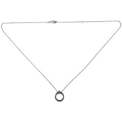 Roberto Coin Tiny Treasures 18K White Gold Diamond Circle Necklace #25334