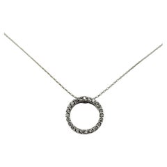 Roberto Coin Tiny Treasures 18K White Gold Diamond Circle Necklace #25334