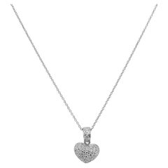 Roberto Coin Tiny Treasures 18K White Gold Diamond Puffed Heart Pendant Necklace