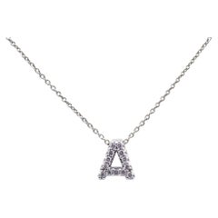 Roberto Coin Tiny Treasures: 18 Karat Weißgold Halskette mit Diamant-Initialen-Anhänger „A“