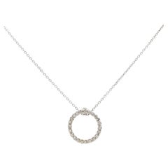 Roberto Coin Tiny Treasures Diamond Circle 18 Karat White Gold Pendant Necklace