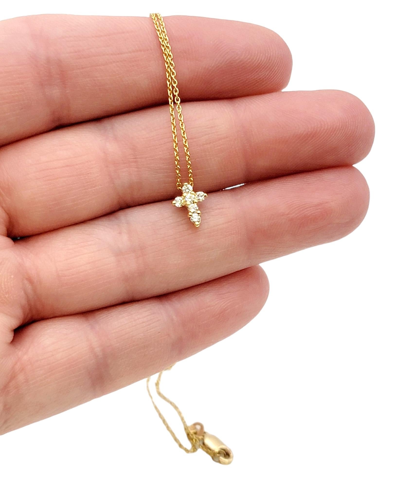 Roberto Coin Tiny Treasures Diamond Cross Pendant Necklace 18 Karat Yellow Gold 3