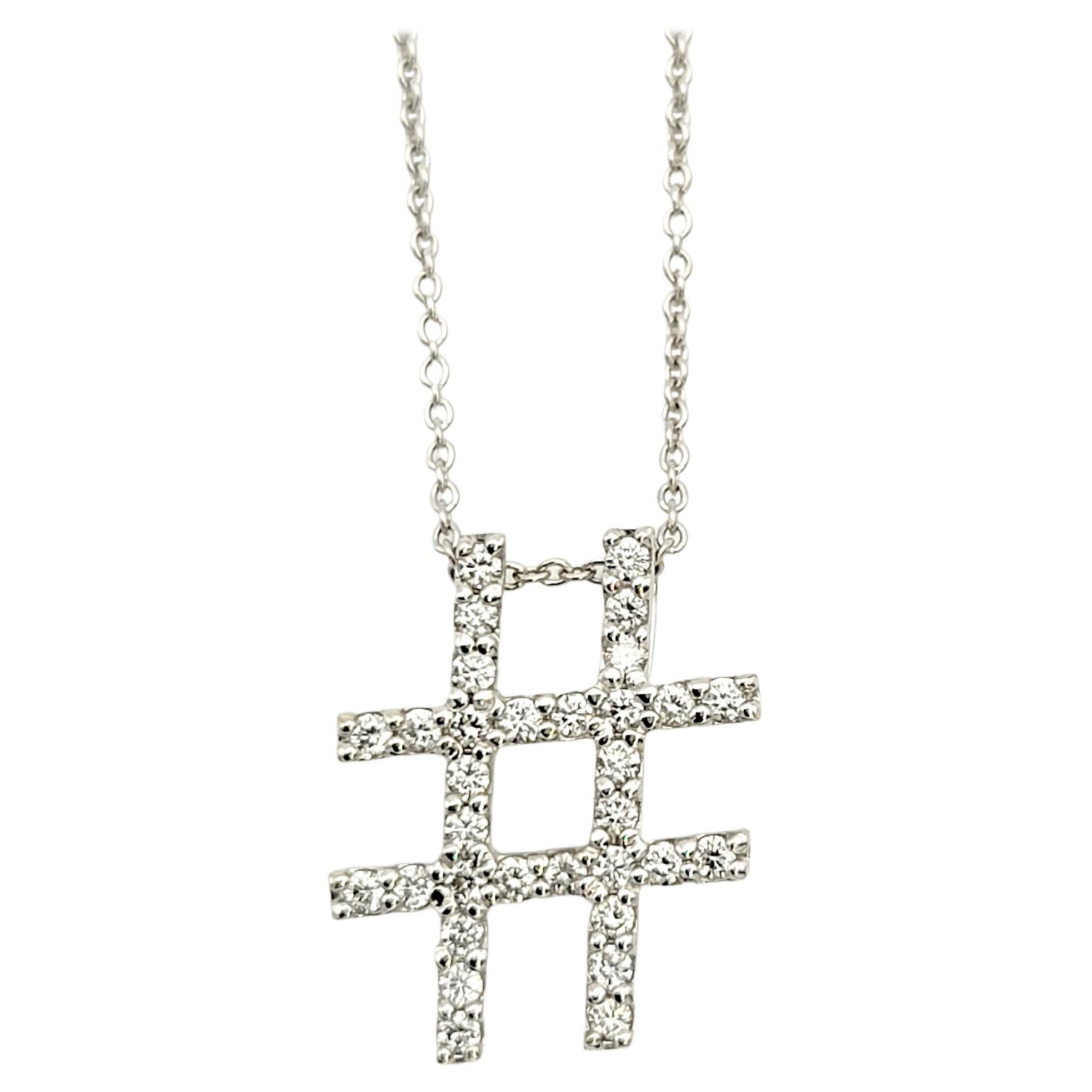 Roberto Coin Tiny Treasures Collar Colgante Hashtag Diamante Oro Blanco 18 Kilates en venta
