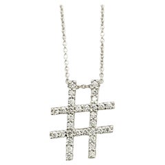 Roberto Coin Collana con ciondolo Hashtag in diamanti Tiny Treasures in oro bianco 18 carati