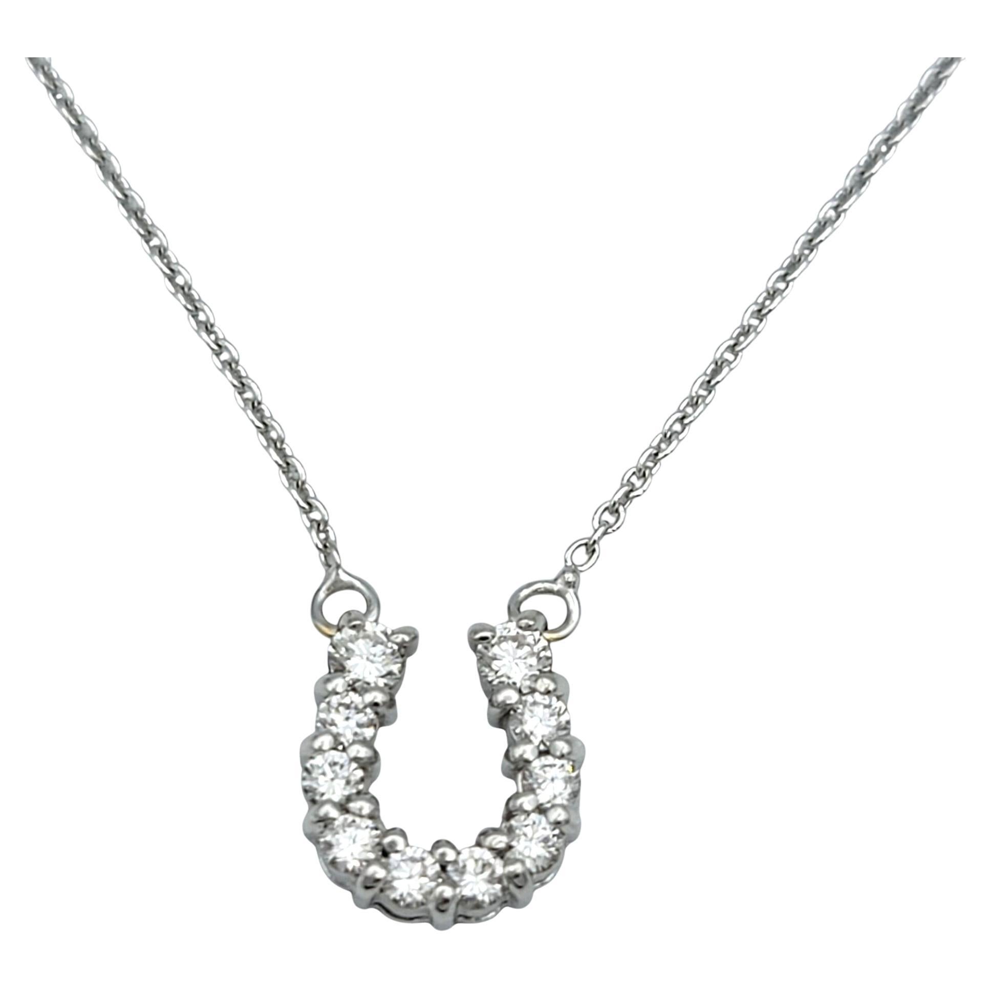 Roberto Coin Tiny Treasures Diamond Horseshoe Pendant Necklace in 18 Karat Gold