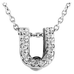 Roberto Coin Tiny Treasures Love Letter U 18 Karat White Gold Diamond Pendant