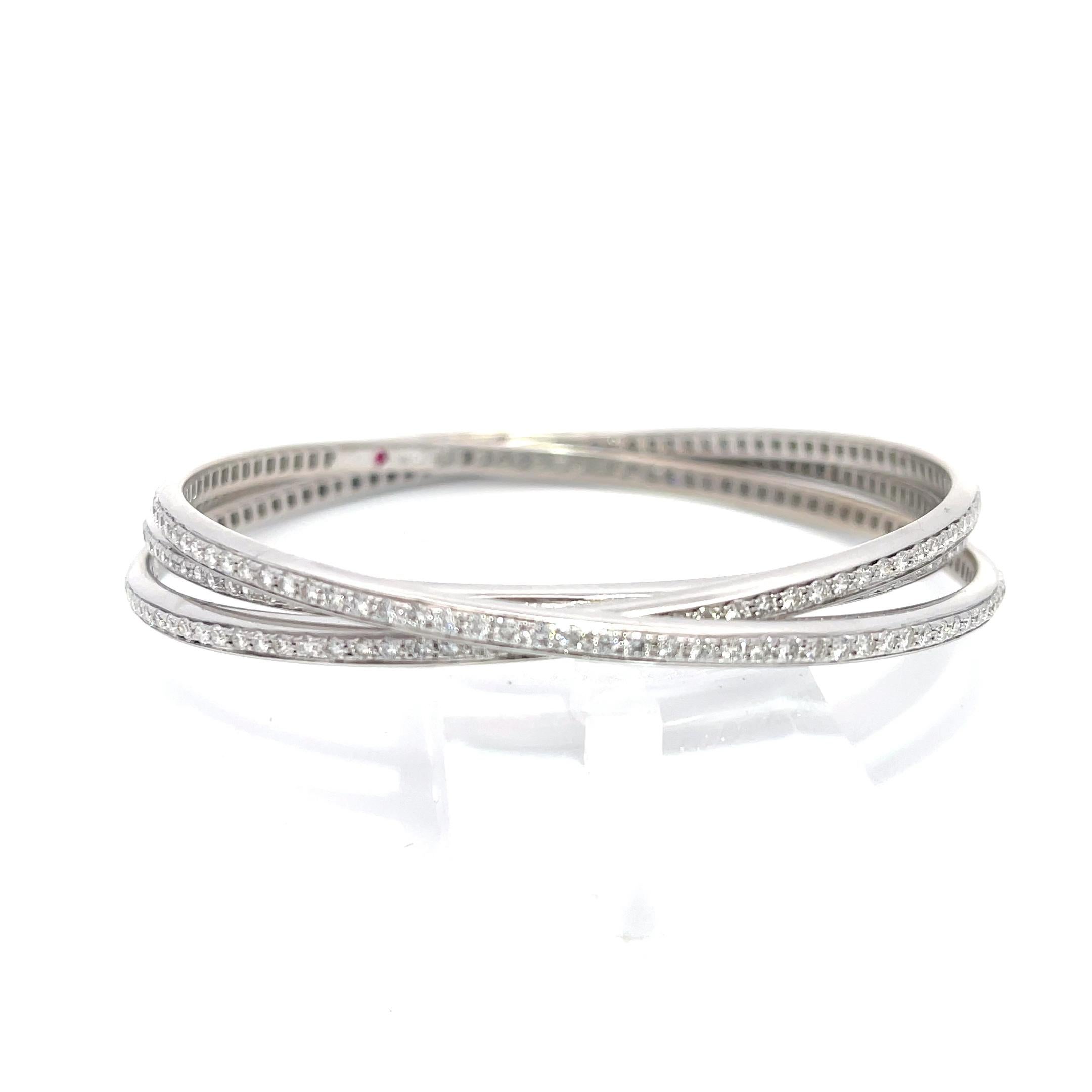 Bracelets jonc triple diamants Roberto Coin en or blanc 18 carats Pour femmes en vente