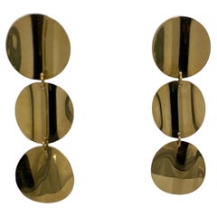 Roberto Coin Triple Disc 18 Karat Yellow Gold Modern Drop Earrings 