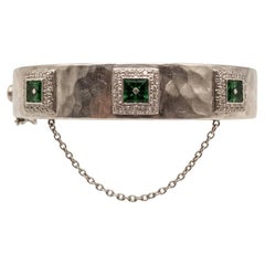 Roberto Coin Tsavorite Garnet Diamond 18k White Gold Bangle Bracelet