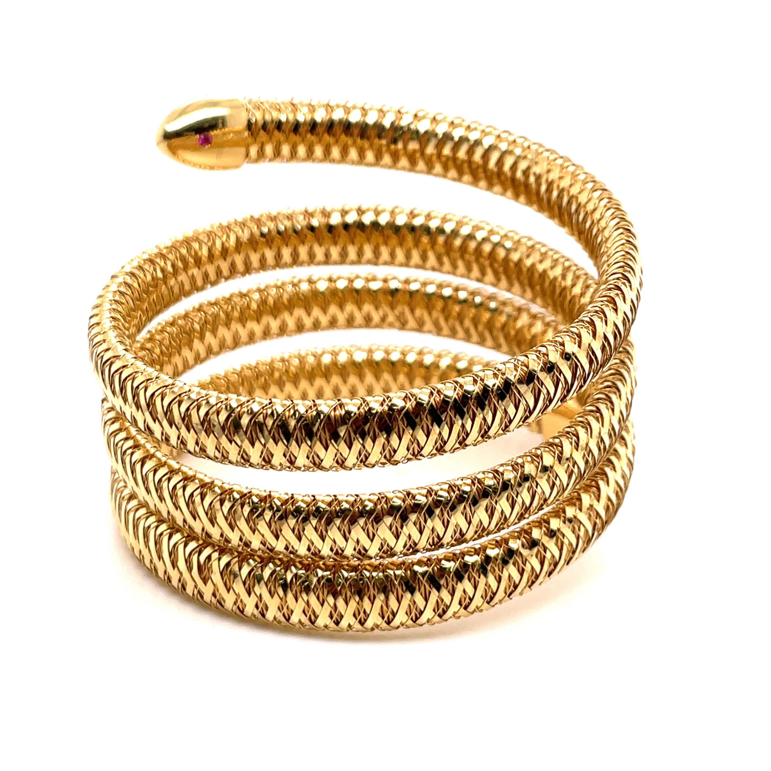 Roberto Coin Tubogas Snake Bracelet 18 Karat Yellow Gold 50.5 Grams 1