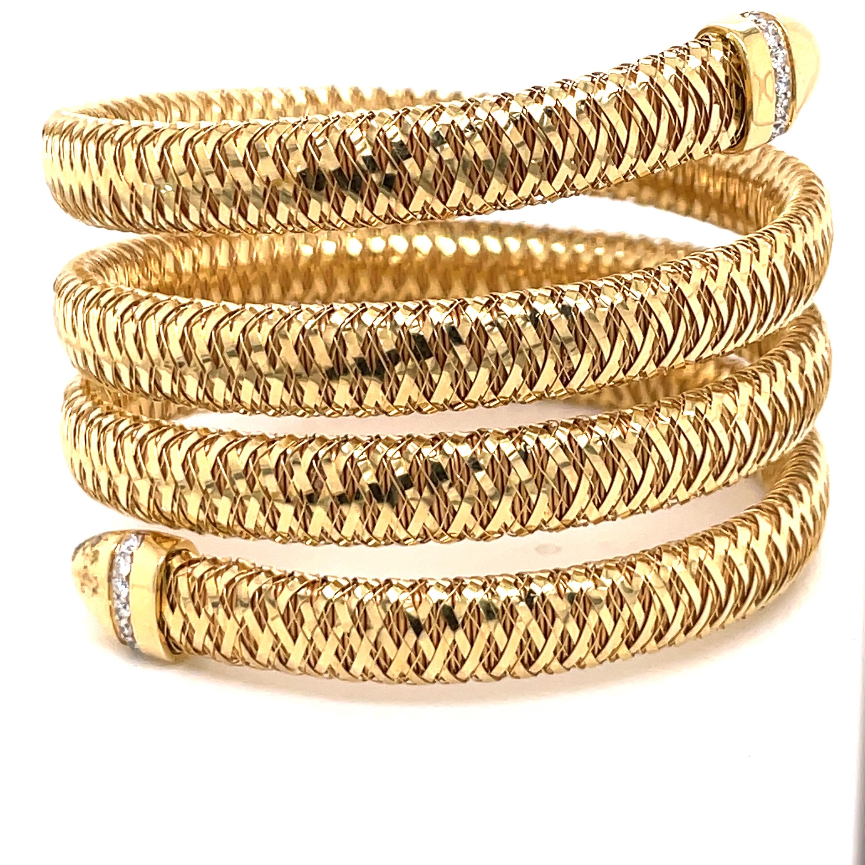 Roberto Coin Tubogas Snake Bracelet 18 Karat Yellow Gold 50.5 Grams 2