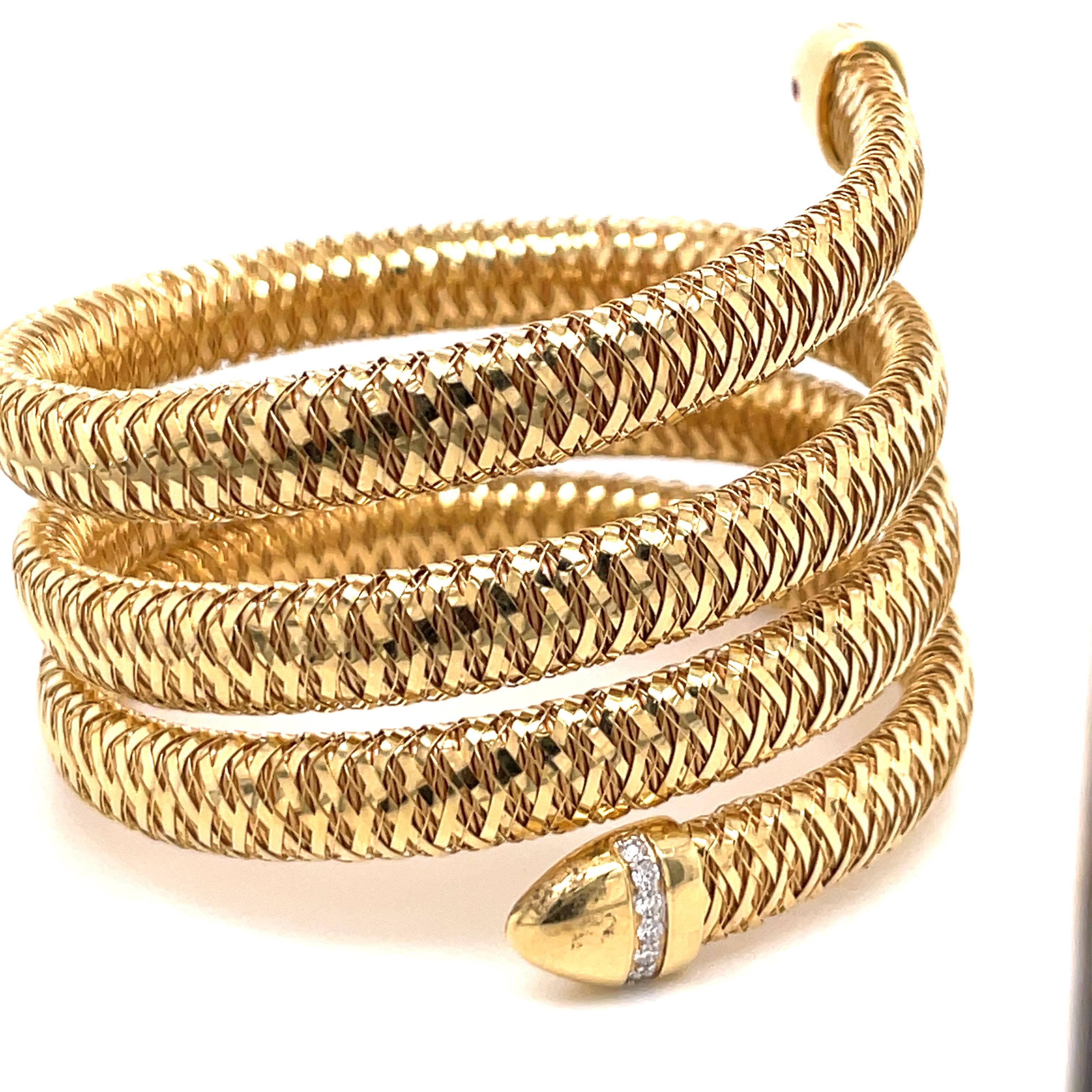 Roberto Coin Tubogas Snake Bracelet 18 Karat Yellow Gold 50.5 Grams 3