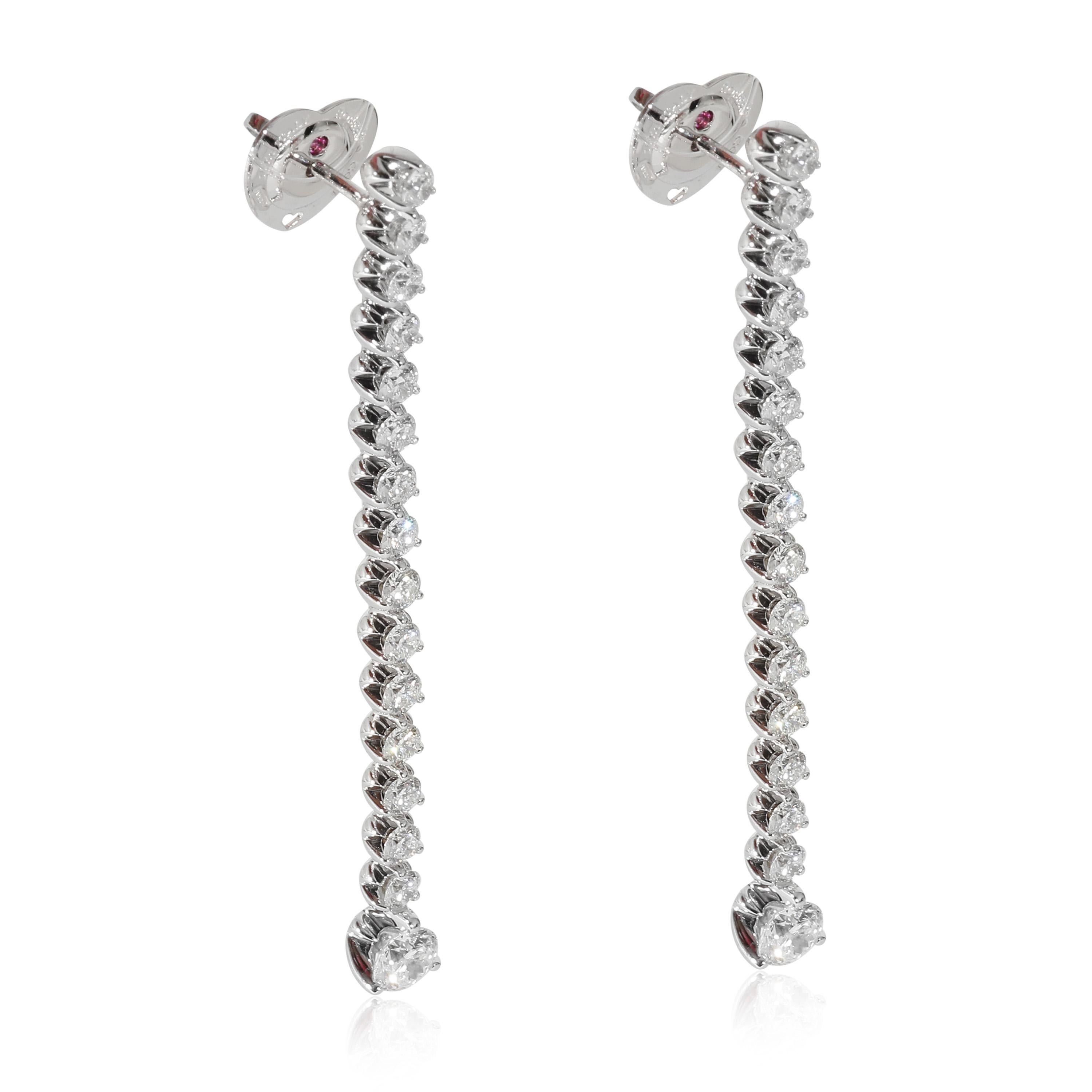 Women's or Men's Roberto Coin Tulip Duster Drop Diamond Earrings in 18k White Gold 4.23 CTW For Sale