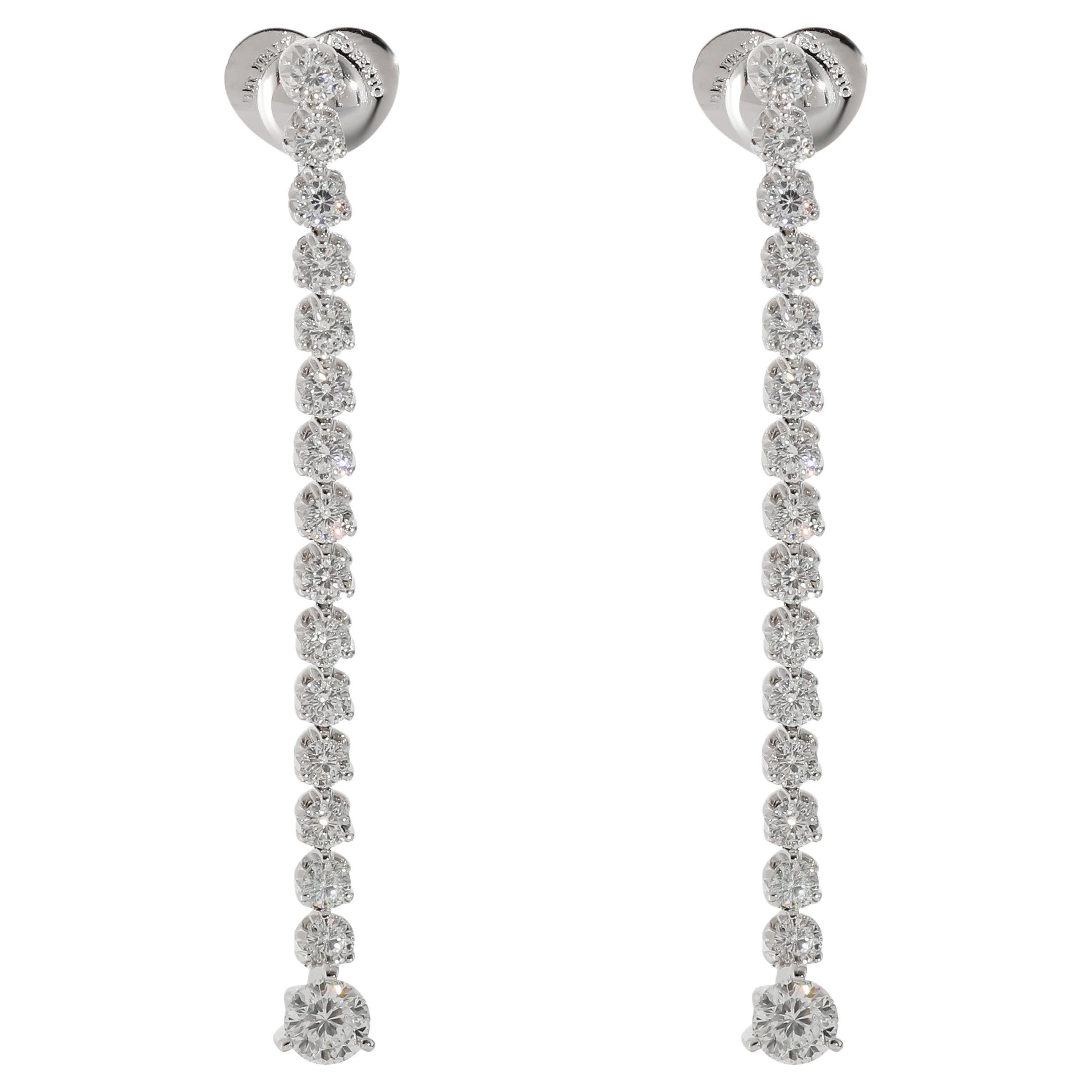 Roberto Coin Tulip Duster Drop Diamond Earrings in 18k White Gold 4.23 CTW For Sale