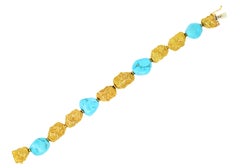 Roberto Coin Turquoise 18 Karat Gold Italian Nugget Bead Bracelet