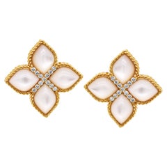 Roberto Coin Venetian Princess 18K Gold Diamond Mother of Pearl Stud Earrings