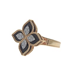 Roberto Coin Venetian Princess Black Jade Gold Diamond Ring