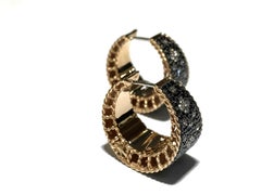 Roberto Coin Venetian Princess Collection Black Diamond Hoop Earrings