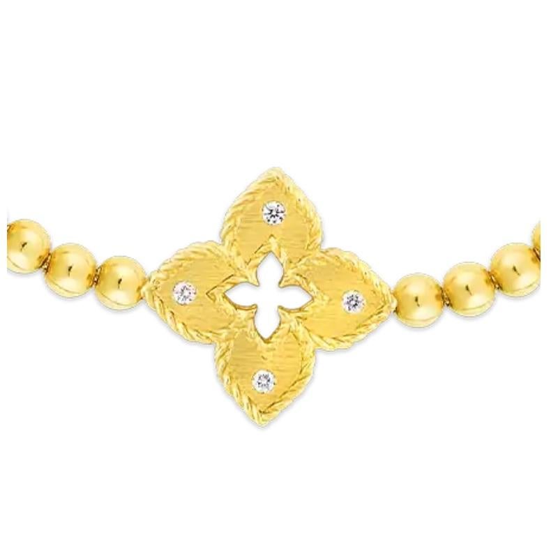 Roberto Coin 18K Yellow Gold Petite Venetian Princess Stretch Bracelet with Diamonds Small Flower 
Diamonds 0.03 total carat weight 
7773047AYLBX
 