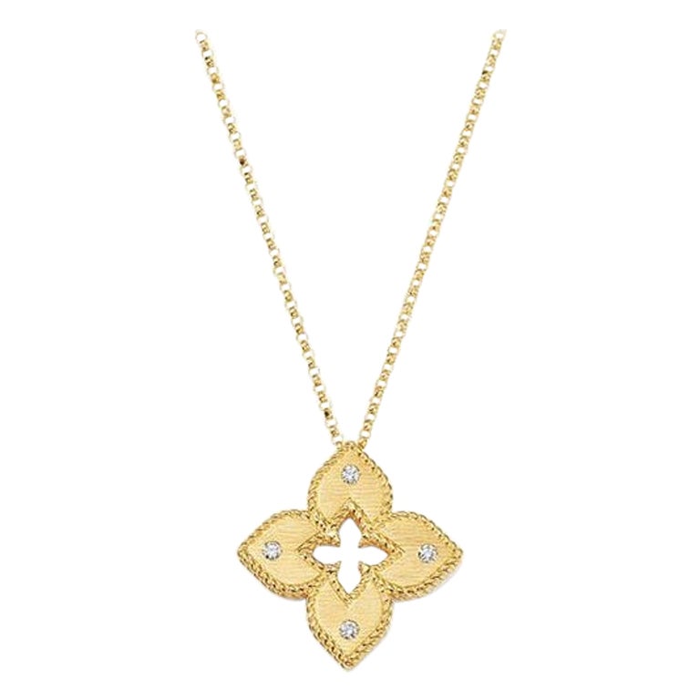 Roberto Coin Venetian Princess Yellow Gold Diamond Necklace 7772985AYCHX For Sale