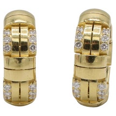 Roberto Coin Veneto Natural Diamond 18 Karat Yellow Gold Woven Hoop Earrings
