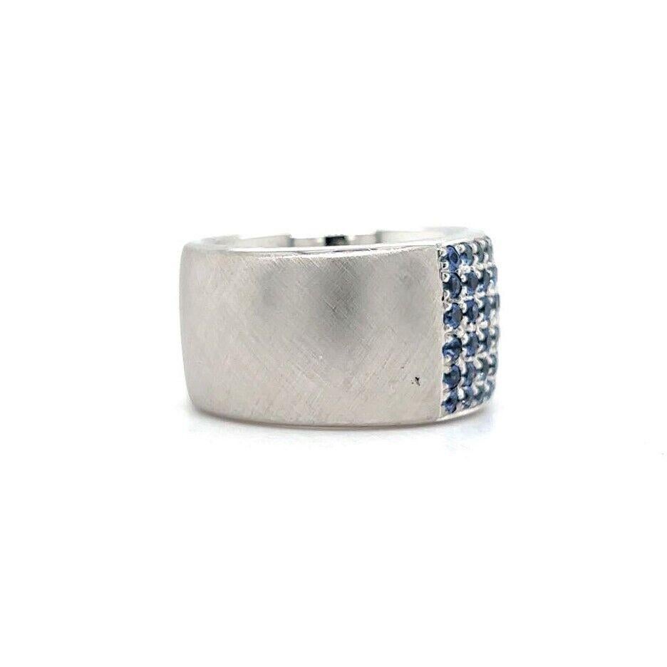 Roberto Coin Vintage 18 Karat Weißgold Saphir & Diamant Zigarrenband Ring im Zustand „Gut“ in Guilford, CT