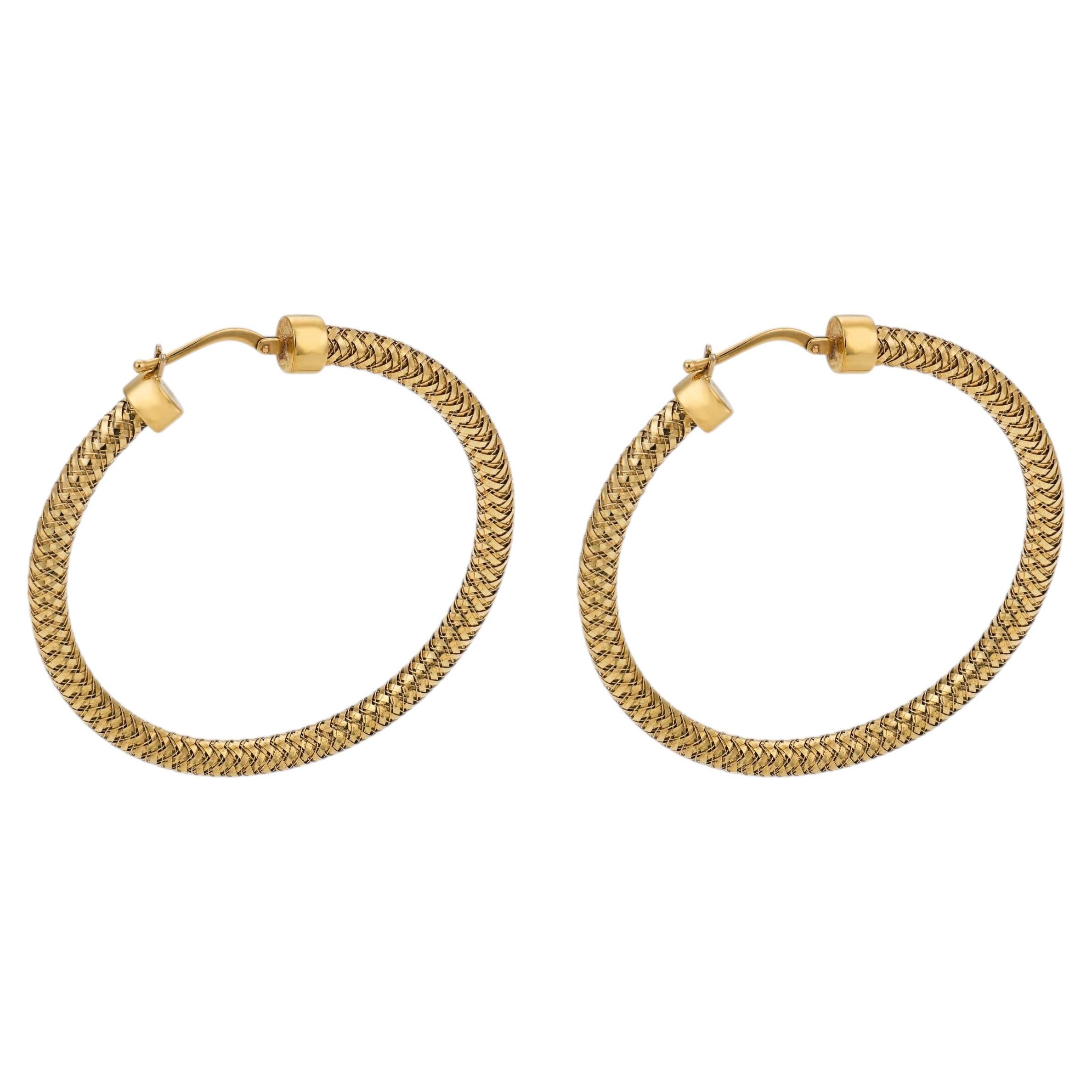 Boucles d'oreilles créoles vintage Roberto Coin en or jaune 18 carats