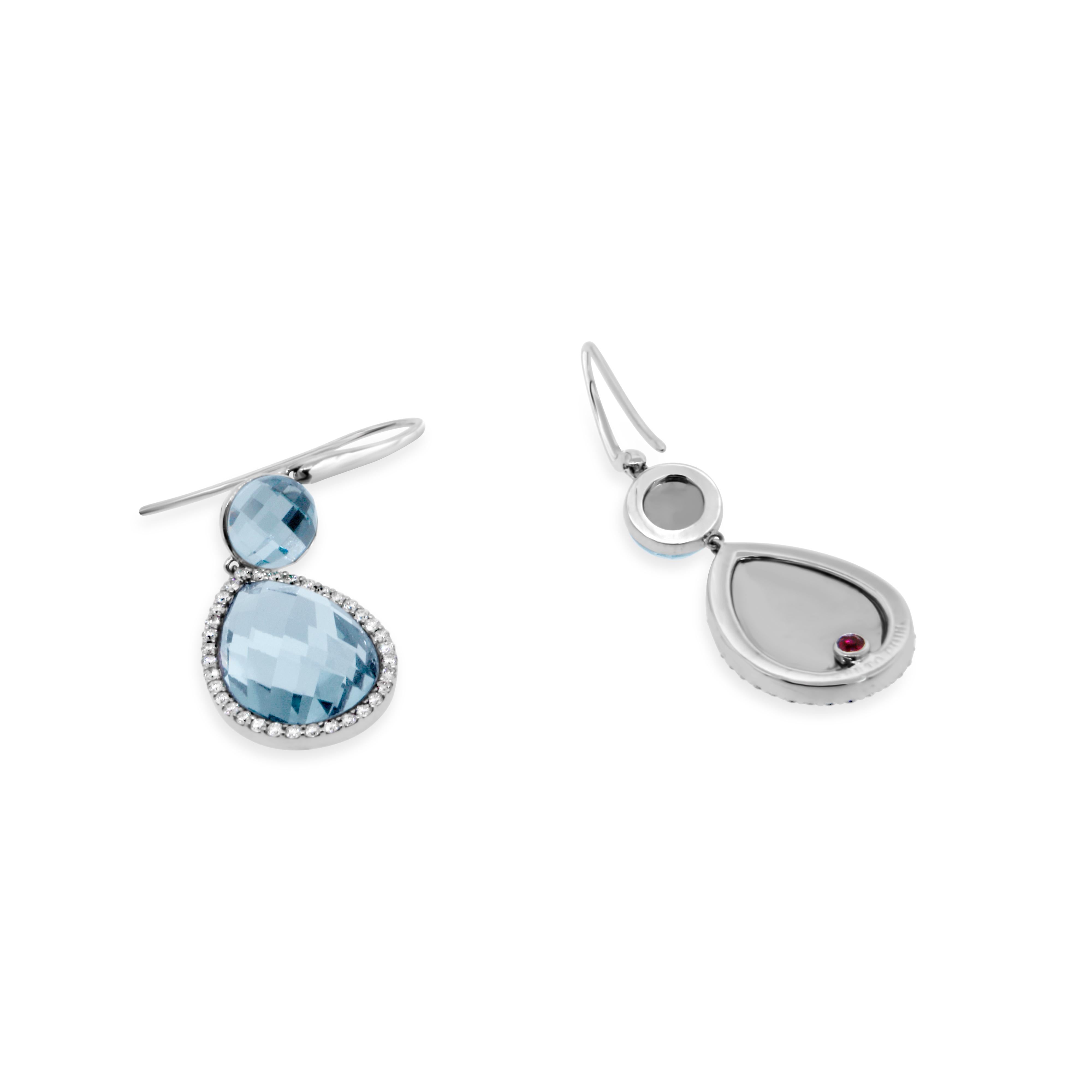 Roberto Coin Pendientes de gota vintage de topacio azul y diamantes Corte oval