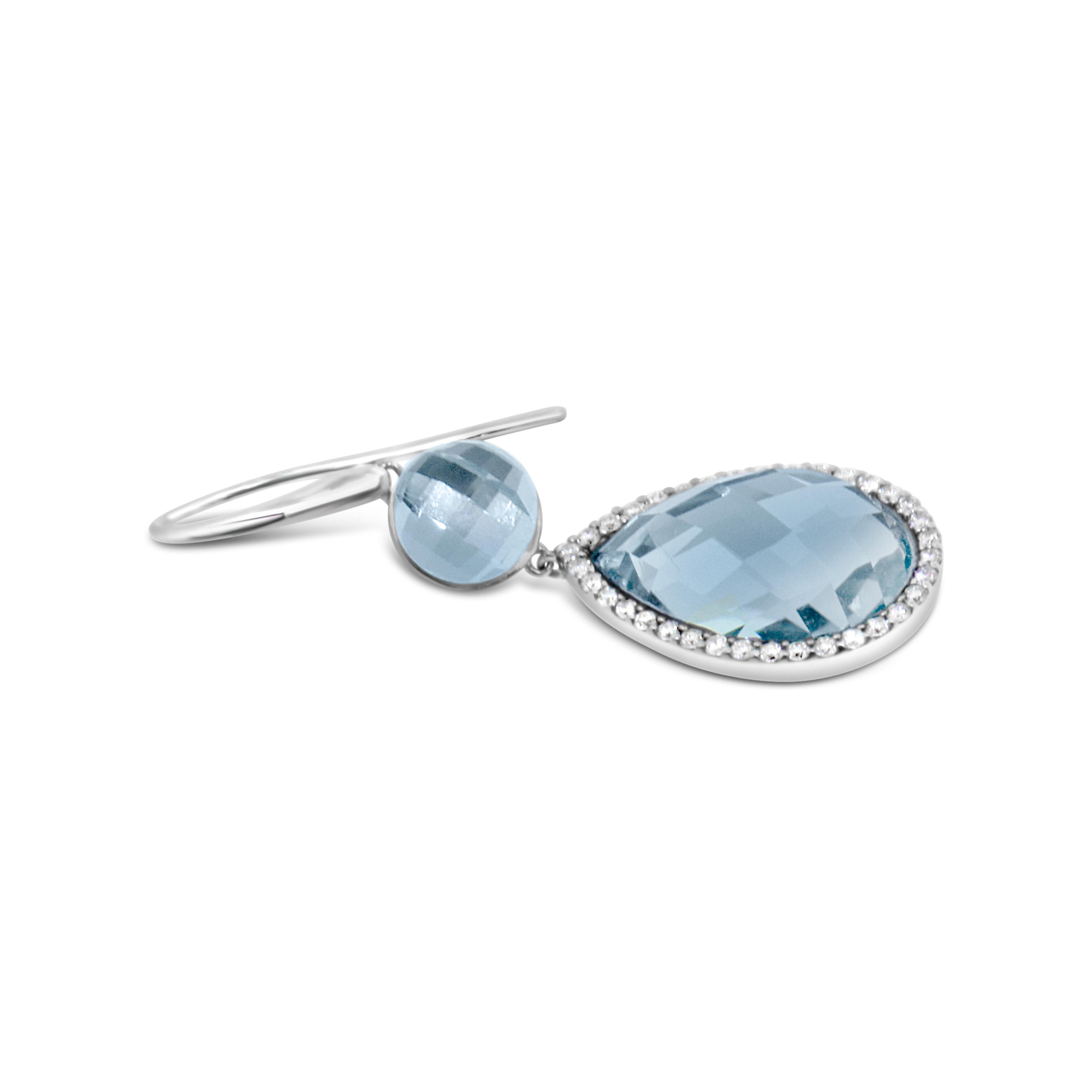 Roberto Coin Pendientes de gota vintage de topacio azul y diamantes en Bueno Estado en New York, NY