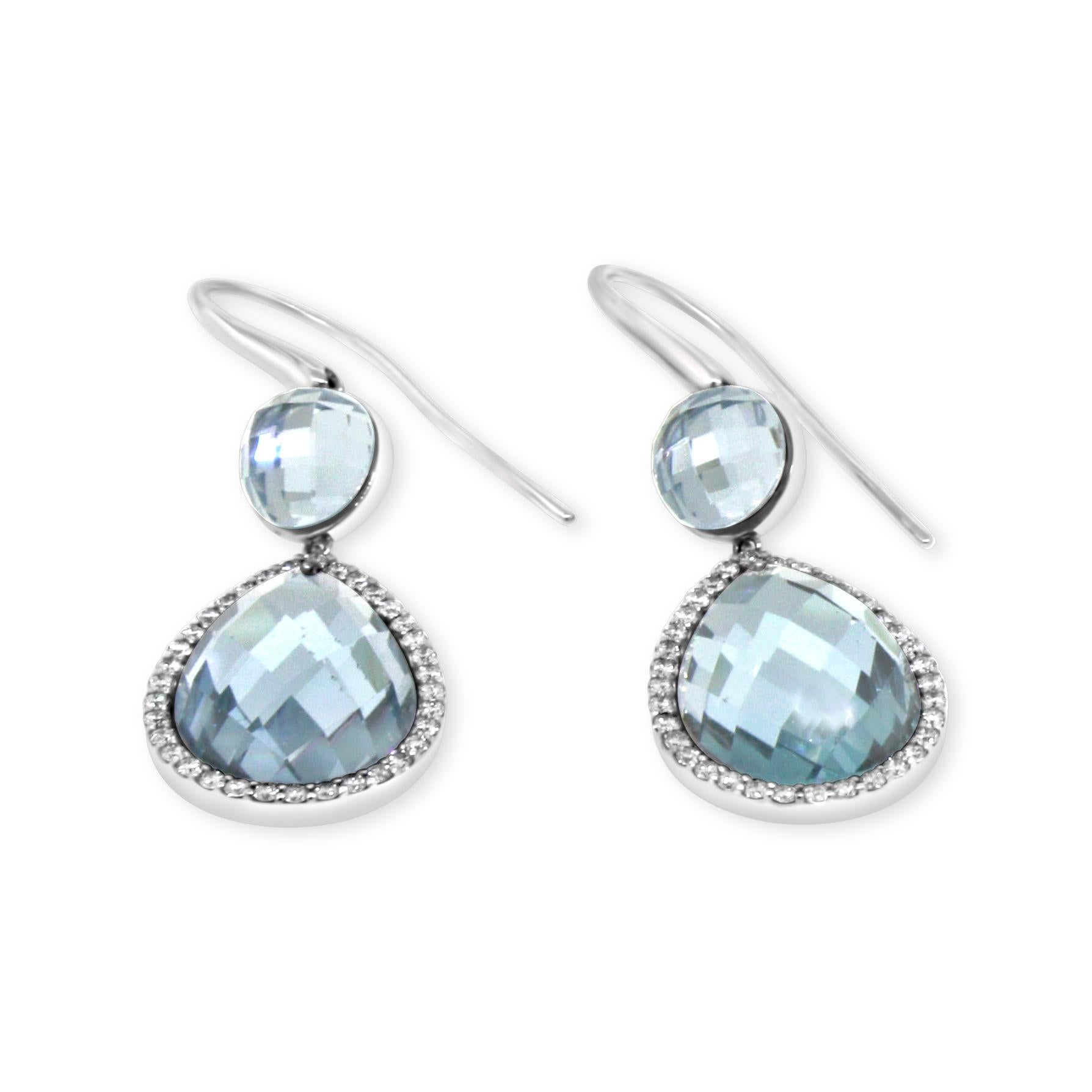 De las mujeres Roberto Coin Pendientes de gota vintage de topacio azul y diamantes