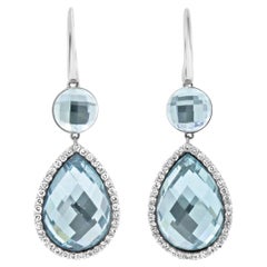 Roberto Coin Pendientes de gota vintage de topacio azul y diamantes